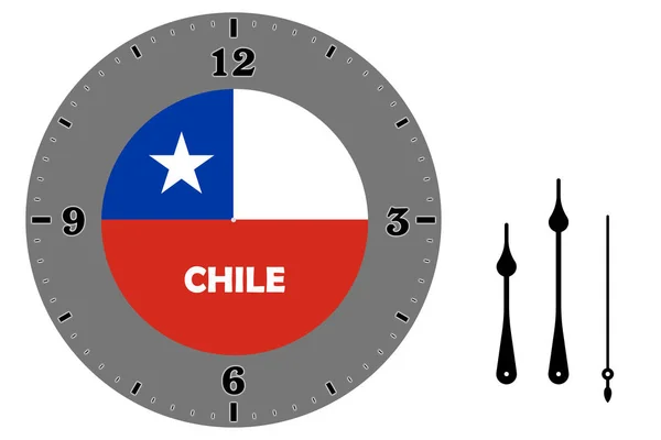 時計の文字盤 高解像度 5600X5600Px チリの旗モチーフのグラフィック デザインと時計の顔 — ストック写真