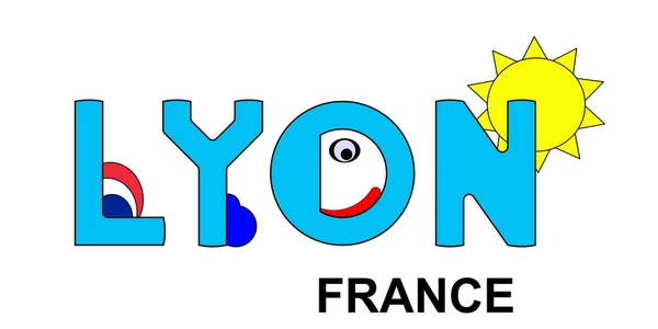 Město Lyon Francie Abstraktní Nápis Modré Barvě Vysokém Rozlišení 4000X8000Px — Stock fotografie