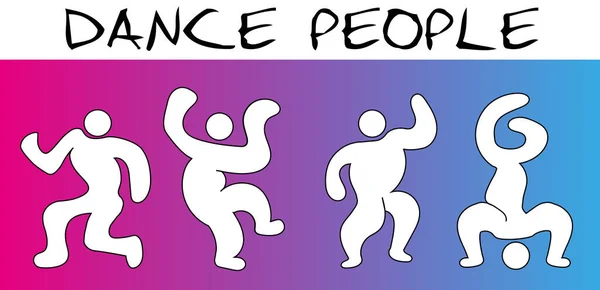 Dance People sur fond coloré, Abstact Human, Style danseur disco, Vecteur — Image vectorielle