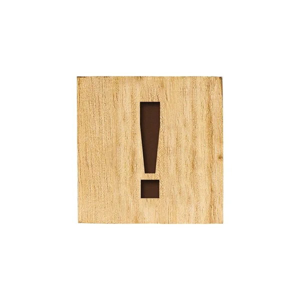 Das Ausrufezeichen Des Alphabets Auf Einem Holzwürfel Bildung — Stockfoto