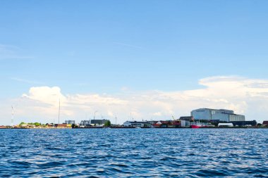 Copenhagen, Danimarka - 13 Temmuz 2018. Güzel mimari Kopenhag kanal kıyısında. Mimarisi. Şehir manzarası. Seyahatler.