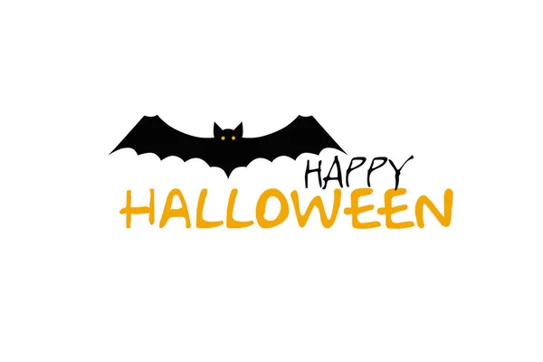 Inscription Happy Halloween Silhouette Bat White Background Isolated Holidays — Stock Photo, Image