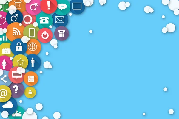 Concept Social Media. Different social icons on a blue background. Social Media background.