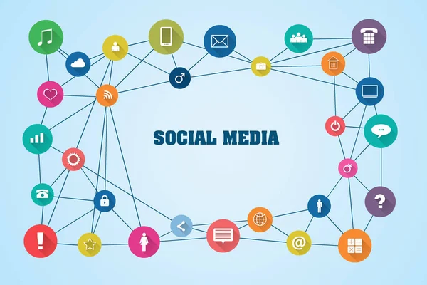 Koncepcja Social Media Różne Ikony Społecznego Niebieskim Tle Social Media — Zdjęcie stockowe
