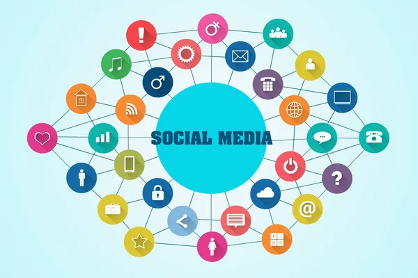 Koncept Sociální Média Různé Sociální Ikony Modrém Pozadí Sociální Média — Stock fotografie