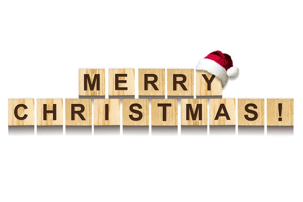 メリークリスマス 木製キューブのアルファベットから成っている言葉 白い背景 分離されました — ストック写真