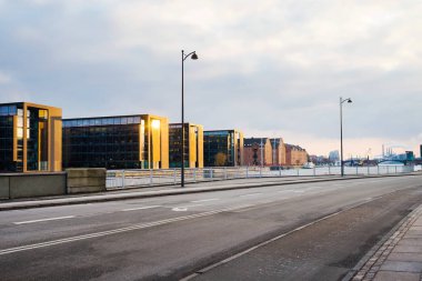 Gün batımında güzel mimari Kopenhag. Danimarka. Mimari.