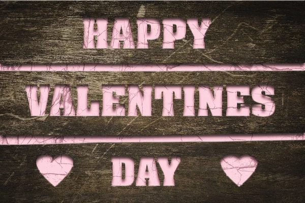 Happy Valentine Day Inscription Cut Boards Pink Background Valentine Day — Stock Photo, Image