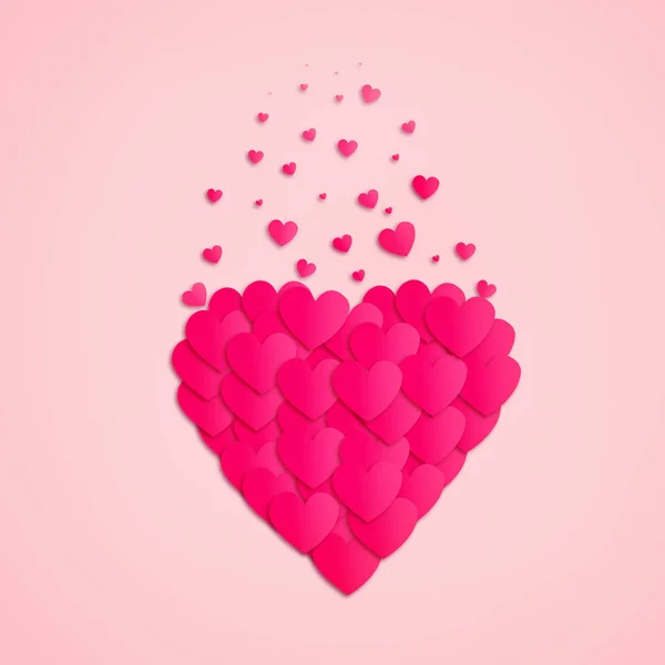 Pink heart consists of small hearts on a pink background. Valentine\'s Day, Mother\'s Day background. Holiday background.