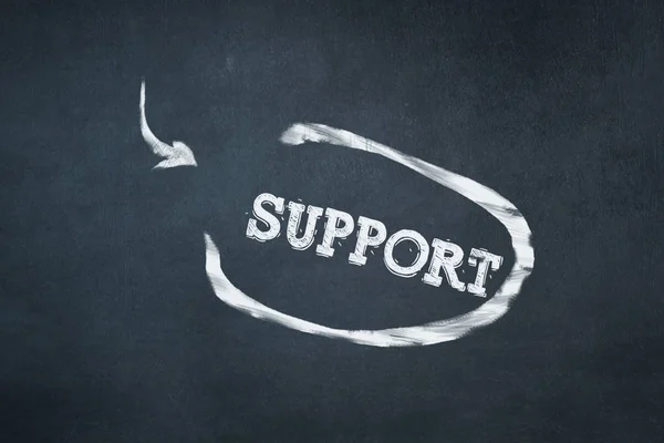 Unterstützung, Inschrift in Kreide auf blauer Tafel. Geschäftskonzept. Idee von Rat, Hilfe und Unterstützung. — Stockfoto