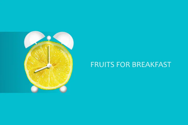 Limon bir çalar saat şeklinde. Kahvaltıda meyve. Sağlıklı beslenme kavramı. Diyet taze doğal meyve. — Stok fotoğraf