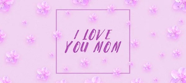 Happy Mother's Day background on a light pink background with beautiful spring flowers. Congratulatory background. Holiday card — Stock Photo, Image