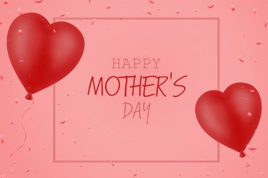 Güzel şişme balonlar ile pembe bir arka plan üzerinde Anneler Günü yazı mutlu. Tebrik arka plan. Festival kartı