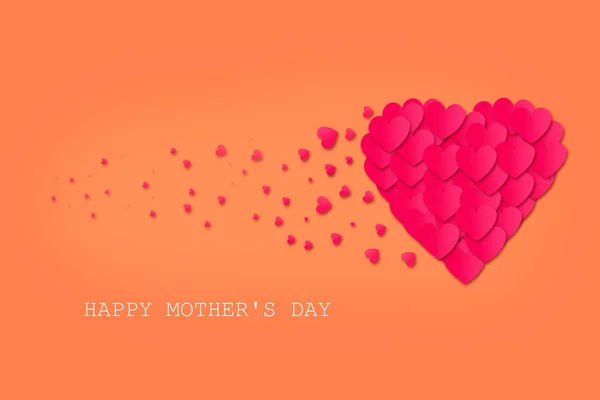 Grußkarte mit Muttertag. rosa Herz auf einem Korallenhintergrund. — Stockfoto