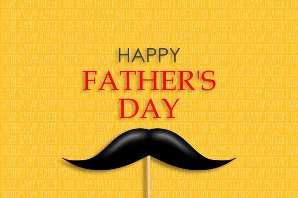 Lycklig fars dag bakgrund. Mustasch på en pinne. Inskriptionen på en gul bakgrund. Gratulationer bakgrund. — Stockfoto