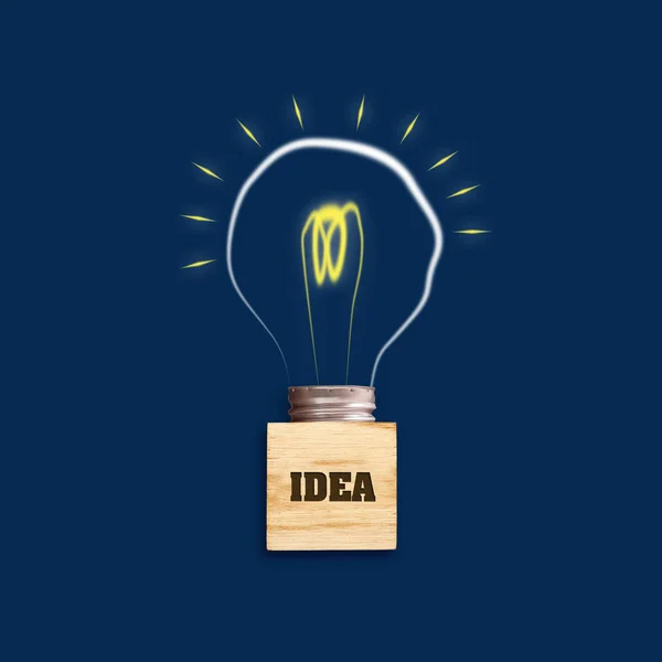 Ιδέα της ιδέας. Λάμπα σε μπλε φόντο. Η έννοια των λαμπρές ιδέες για τις επιχειρήσεις, συχνές ερωτήσεις, δημιουργική έμπνευση. Επιχείρηση. Δημιουργία. — Φωτογραφία Αρχείου