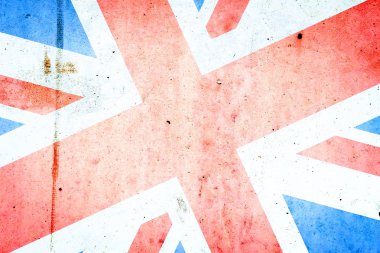 Eski beton duvarda Britanya bayrağı. Arka plan