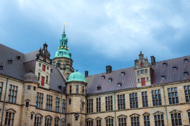 Helsingør. Danimarka. 26 Temmuz. 2019.Kronborg kalesinin güzel mimarisi. Danimarka Simgesel Yapılar Mimarisi