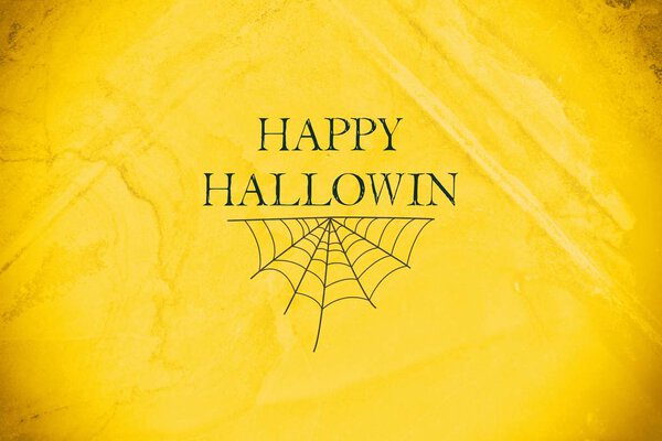 Счастливый Хэллоуин на желтом фоне. Отдых. Праздники
.