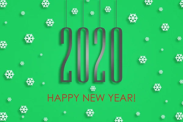 Nowy rok, Boże Narodzenie tło. Napis 2020 szczęśliwego nowego roku. Na zielonym tle. — Zdjęcie stockowe