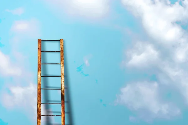 Career growth concept. Stairway against a cloudy sky. Copy space. Business. Finance.