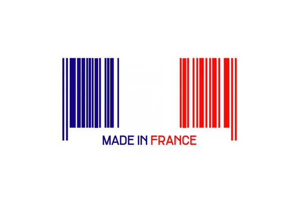 Vyrobeno Francii Čárový Kód Formě Francouzské Vlajky Izolované Bílém Pozadí — Stock fotografie