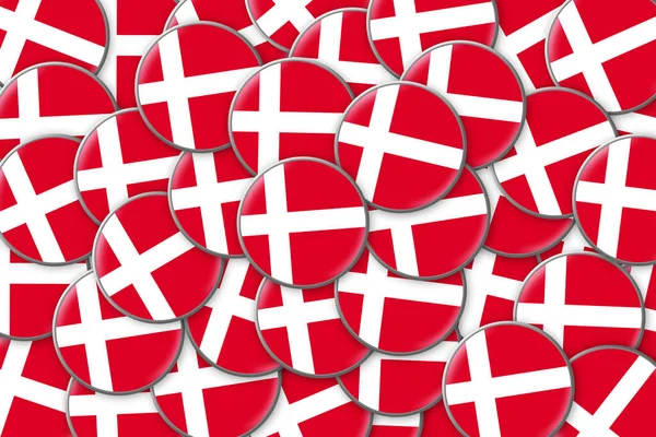 Muchas Insignias Redondas Con Bandera Denmark Viaja Europa —  Fotos de Stock