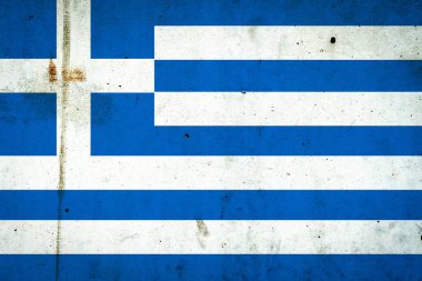 Beton bir duvarda Yunanistan bayrağı. Seyahat. Bayraklar