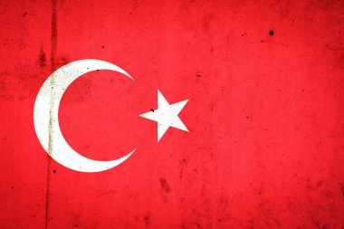 Beton bir duvarda Türkiye bayrağı. Seyahat. Bayraklar