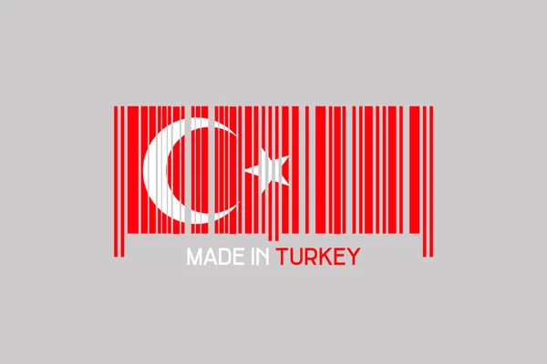 Türkiye Malı Türkiye Bayrağı Şeklinde Bir Barkod Gri Bir Arka — Stok fotoğraf