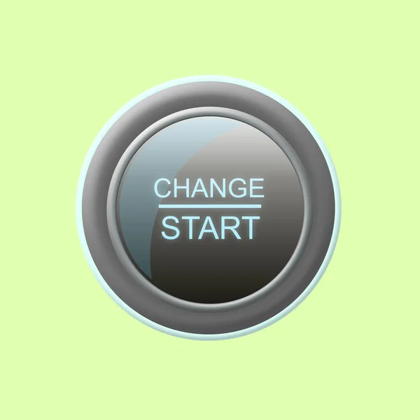 Değiştir Başla Yeşil Arka Planda Düğme Llüzyon Zole Edilmiş Başarı — Stok fotoğraf
