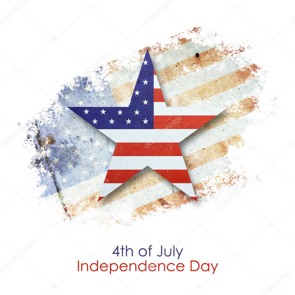 4th of July. Independence Day background. Star from the flag of America on a white background. Isolated. Festive background.