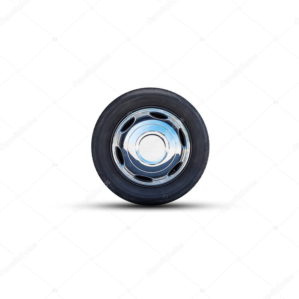 Car wheel on a white background. Isolated. Auto parts. Details