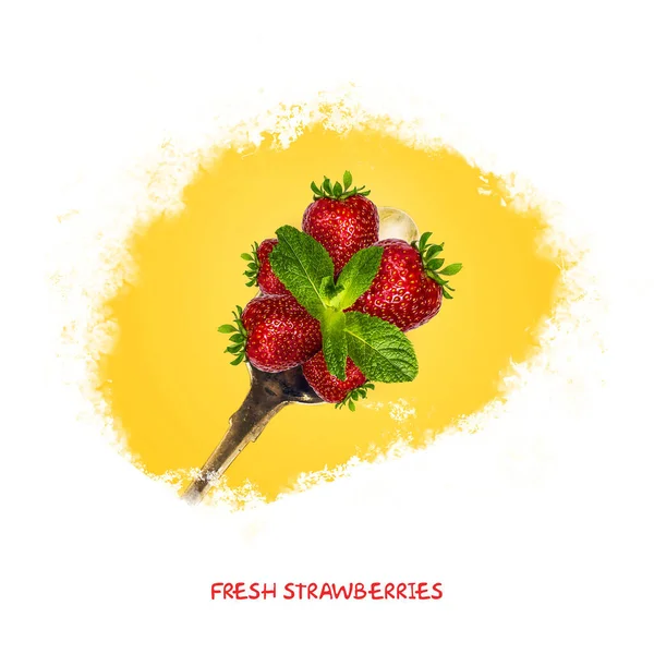 Verse Rijpe Aardbeien Een Lepel Geïsoleerd Witte Achtergrond Biologische Producten — Stockfoto