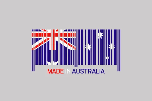 Hecho Australia Código Barras Forma Bandera Australia Aislado Sobre Fondo —  Fotos de Stock