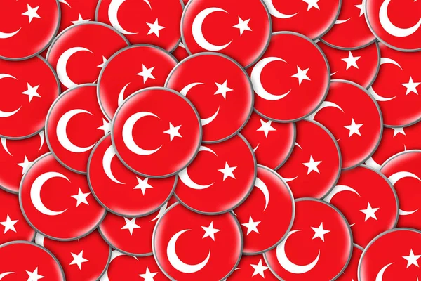 Muchas Insignias Redondas Con Una Bandera Turquía Viaja Símbolos —  Fotos de Stock