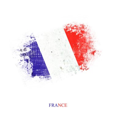 Fransız Grunge bayrağı. Beyaz Arkaplan Bayraklarında İzole Edilmiş