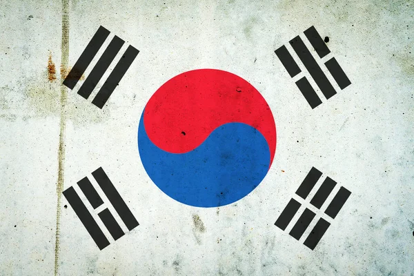 Bandiera Coreana Muro Cemento Asia Bandiere Viaggi — Foto Stock