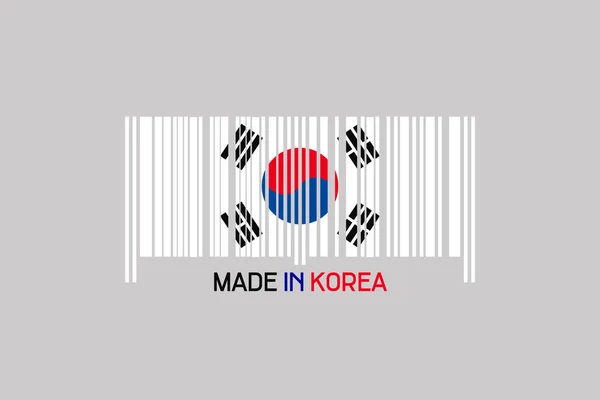 Made Korea Barcode Form Der Flagge Koreas Vereinzelt Auf Grauem — Stockfoto