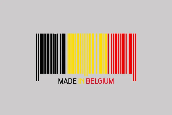 比利时制造的 以比利时国旗为形式的条形码 被灰色的背景隔离了业务 — 图库照片