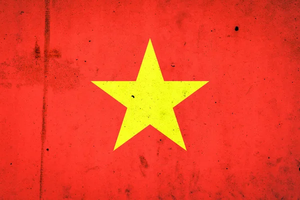 越南国旗挂在水泥墙上 — 图库照片