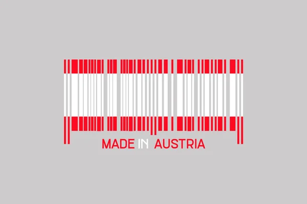 Wyprodukowano Austrii Kod Kreskowy Formie Bandery Austrii Odizolowany Szarym Tle — Zdjęcie stockowe