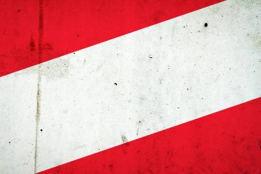 Beton duvarda Avusturya bayrağı. Bayraklar. Avrupa