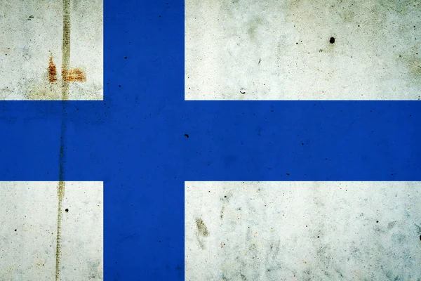 Bandera Finlandia Muro Hormigón Banderas — Foto de Stock