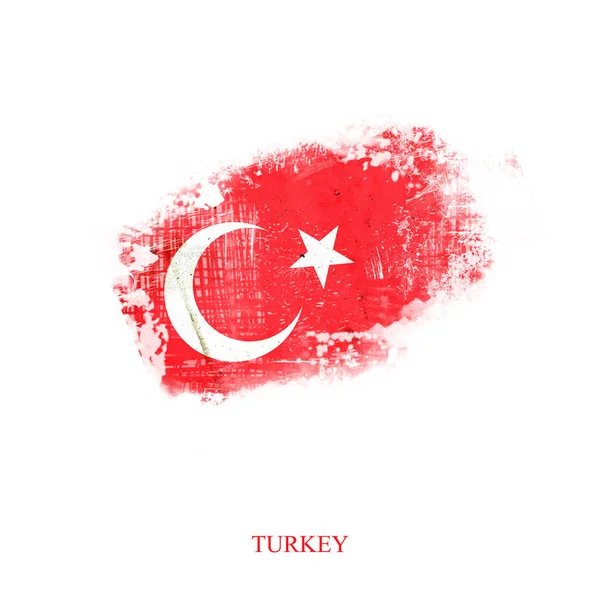 Grunge Türkiye Bayrağı Beyaz Arkaplan Bayrağında Zole Edildi — Stok fotoğraf