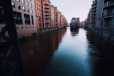 Su kale eski Speicherstadt veya Ambar bölgesinde, Hamburg, Almanya