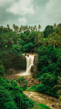 Tegenungan şelale. Bali, Endonezya'da Ubud. Dikey yönlendirme