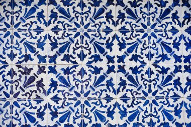 Azulejo, geleneksel mavi-beyaz duvar karoları Lizbon, Portekiz