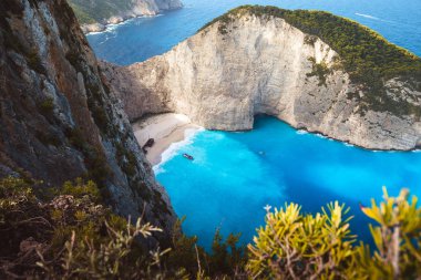 Yunanistan, Zakynthos, Mystic panagiotis freightliner navagio Beach ağarma ruh hali içinde mahsur
