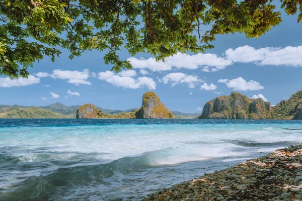 Palawanská Známá Místa Palmy Osamělý Ostrov Hopping Výlet Lodí Prázdné — Stock fotografie
